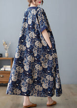 Load image into Gallery viewer, Boho Navy Oversized Print Cotton Vacation Dresses Summer