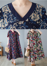 Load image into Gallery viewer, Boho Navy Oversized Print Cotton Vacation Dresses Summer