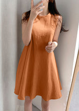 Load image into Gallery viewer, Boho Orange O-Neck Slim Fit Exra Large Hem Cotton Dresses Sleeveless