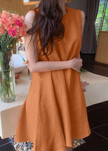 Load image into Gallery viewer, Boho Orange O-Neck Slim Fit Exra Large Hem Cotton Dresses Sleeveless