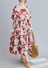 Load image into Gallery viewer, Boho Pink  Floral  O-Neck Patchwork Summer Half Sleeve Dresses