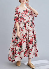 Load image into Gallery viewer, Boho Pink  Floral  O-Neck Patchwork Summer Half Sleeve Dresses