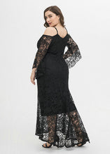 Load image into Gallery viewer, Boho Pink Cold Shoulder Patchwork Lace Spaghetti Strap Dress Summer