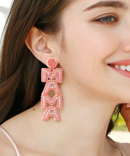 Load image into Gallery viewer, Boho Pink Hand Knitting Rice Ball Graphic Drop Earrings