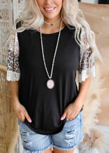 Load image into Gallery viewer, Boho Pink O-Neck Lace Patchwork Leopard Print Tank Top Short Sleeve