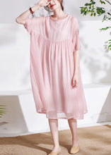 Load image into Gallery viewer, Boho Pink O-Neck Patchwork Summer Cotton Maxi Dresses Half Sleeve