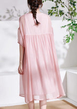 Load image into Gallery viewer, Boho Pink O-Neck Patchwork Summer Cotton Maxi Dresses Half Sleeve