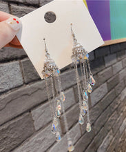 Load image into Gallery viewer, Boho Silk Crystal Wind Chime Drop Earrings