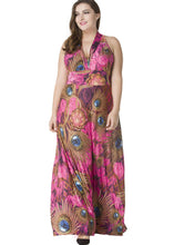 Load image into Gallery viewer, Boho V Neck Print Tunic Ice Silk Maxi Beach Dress Sleeveless