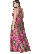 Load image into Gallery viewer, Boho V Neck Print Tunic Ice Silk Maxi Beach Dress Sleeveless