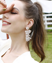 Load image into Gallery viewer, Boho White Graphic Rice Ball Drop Earrings