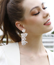 Load image into Gallery viewer, Boho White Graphic Rice Ball Drop Earrings