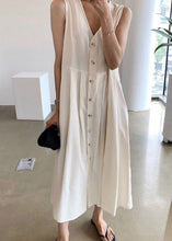 Load image into Gallery viewer, Boutique Apricot V Neck Button Cotton Long Dresses Summer