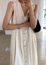 Load image into Gallery viewer, Boutique Apricot V Neck Button Cotton Long Dresses Summer