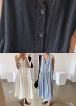 Load image into Gallery viewer, Boutique Apricot V Neck Button Cotton Long Dresses Summer