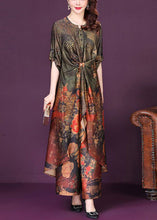 Load image into Gallery viewer, Boutique Asymmetrical Design Wrinkled Print Silk Two Pieces Set Summer