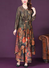 Load image into Gallery viewer, Boutique Asymmetrical Design Wrinkled Print Silk Two Pieces Set Summer