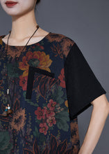 Load image into Gallery viewer, Boutique Black Chinese Button Patchwork Print Silk Two Pieces Set Summer