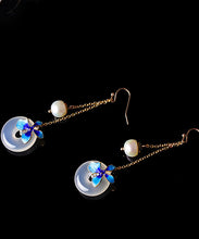 Load image into Gallery viewer, Boutique Blue Overgild Cloisonne Pearl Agate Drop Earrings