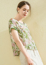 Load image into Gallery viewer, Boutique Green O-Neck Print Silk Shirt Tops Summer