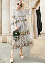 Load image into Gallery viewer, Boutique Grey V Neck Embroideried Lace Tulle Dresses Two Pieces Set Spring