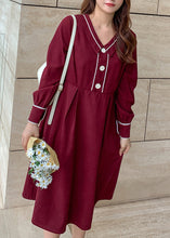 Load image into Gallery viewer, Boutique Mulberry V Neck Exra Large Hem Cotton Dress Fall