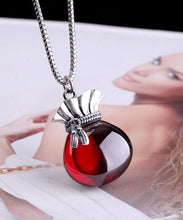 Load image into Gallery viewer, Boutique Pomegranate Red Sterling Silver Chalcedony Money Bag Pendant Necklace