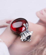 Load image into Gallery viewer, Boutique Pomegranate Red Sterling Silver Chalcedony Money Bag Pendant Necklace