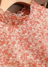 Load image into Gallery viewer, Boutique Red Embroideried Patchwork Print Silk Blouses Spring