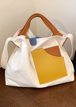 Load image into Gallery viewer, Boutique White Patchwork Canvas Tote Handbag