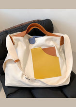 Load image into Gallery viewer, Boutique White Patchwork Canvas Tote Handbag