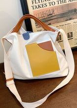 Load image into Gallery viewer, Boutique White Patchwork Canvas Tote Handbag