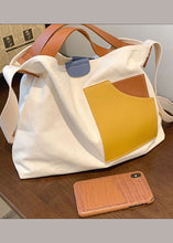 Load image into Gallery viewer, Boutique White Patchwork Canvas Tote Handbag