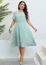 Load image into Gallery viewer, Brief Light Green O-Neck Patchwork Button Chiffon Maxi Dress Summer