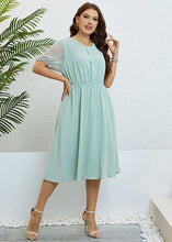 Load image into Gallery viewer, Brief Light Green O-Neck Patchwork Button Chiffon Maxi Dress Summer