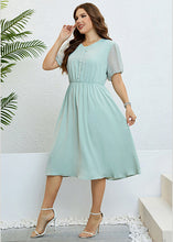 Load image into Gallery viewer, Brief Light Green O-Neck Patchwork Button Chiffon Maxi Dress Summer