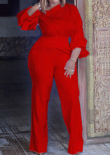 Load image into Gallery viewer, Brief Red Patchwork Solid High Waist Jumpsuits Fall