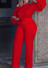 Load image into Gallery viewer, Brief Red Patchwork Solid High Waist Jumpsuits Fall