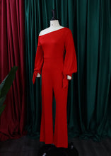 Load image into Gallery viewer, Brief Red Patchwork Solid High Waist Jumpsuits Fall