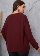 Load image into Gallery viewer, Brief Red V Neck Patchwork Cotton Shirts Tops Long Sleeve