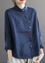 Load image into Gallery viewer, Brief Rose Peter Pan Collar Solid Linen Shirts Long Sleeve