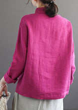 Load image into Gallery viewer, Brief Rose Peter Pan Collar Solid Linen Shirts Long Sleeve