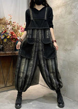 Load image into Gallery viewer, Casual Black Graphic Print Striped Button Denim Jumpsuits Spring