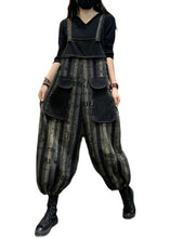 Load image into Gallery viewer, Casual Black Graphic Print Striped Button Denim Jumpsuits Spring