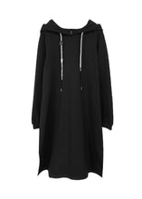 Load image into Gallery viewer, Casual Black Hooded Thick Warm Fleece Sweatshirt Dress Winter