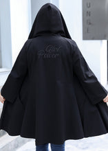 Load image into Gallery viewer, Casual Black Hooded Zippered Exra Large Hem Coats Fall