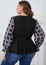 Load image into Gallery viewer, Casual Black O-Neck Plaid Patchwork Shirts Fall