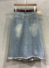 Load image into Gallery viewer, Casual Blue Patchwork Elastic Waist Sashes Denim A Line Skirts