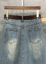 Load image into Gallery viewer, Casual Blue Patchwork Elastic Waist Sashes Denim A Line Skirts