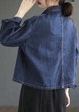 Load image into Gallery viewer, Casual Blue Peter Pan Collar Patchwork Button Denim Coats Spring